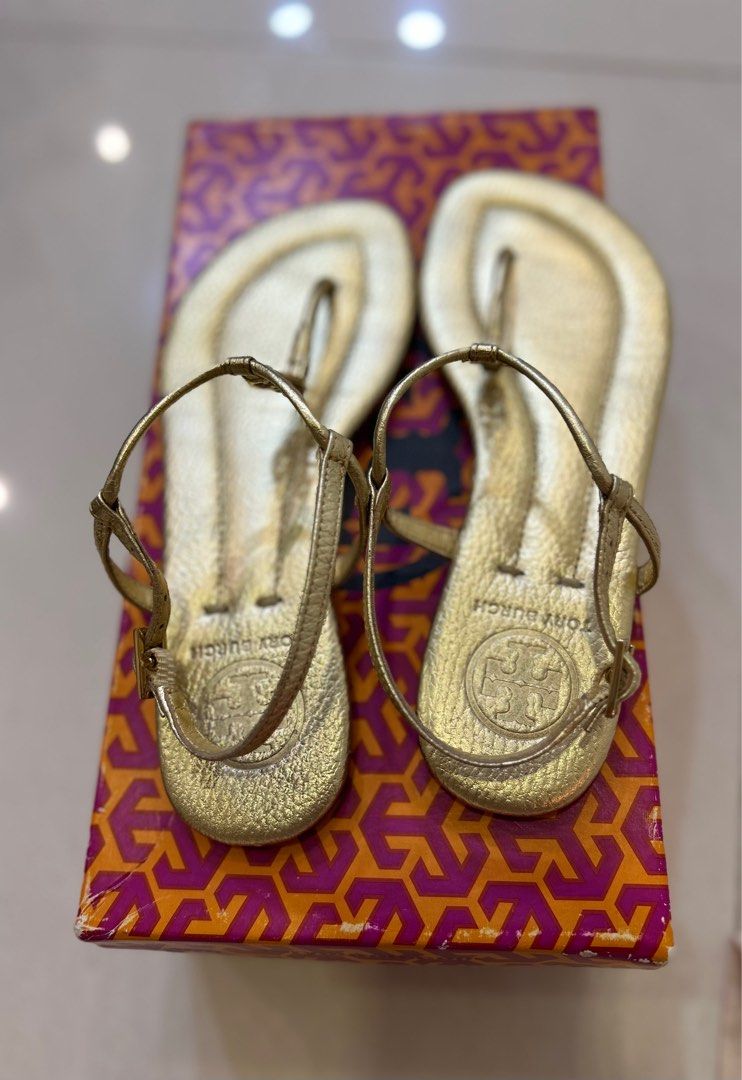 Gold tory burch sandals cheap
