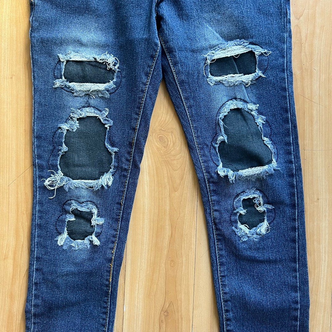 Tribal illusion ripped jeans, Women's Fashion, Bottoms, Jeans on Carousell