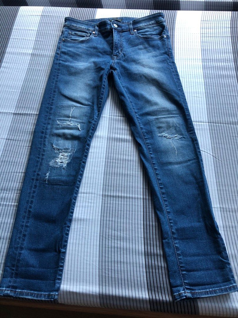 Uniqlo tattered denim jeans (Category: Jeans) located in Manila. Submitted by cheapbuys_13 (Listing ID 1229528534, Image 1). Description: PLEASE READ!! #topitems No other photos No more last price See photo for the size reference Denim Tattered design Actual color posted No rush shipping No long reservations .