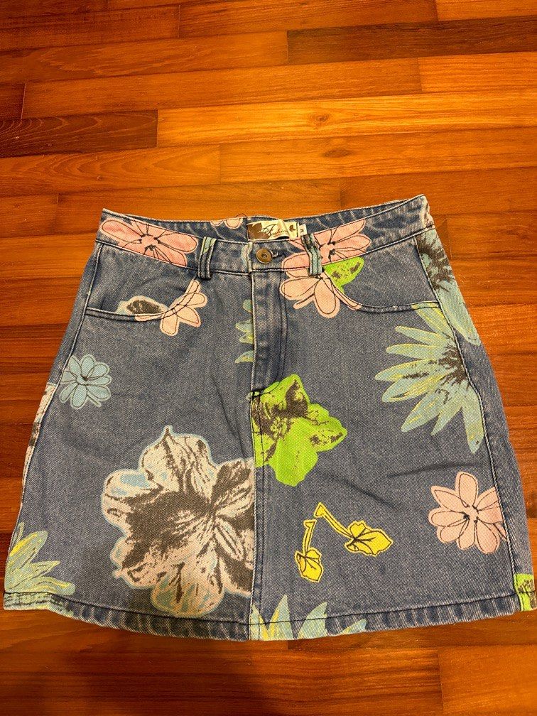 Floral Denim Skirt