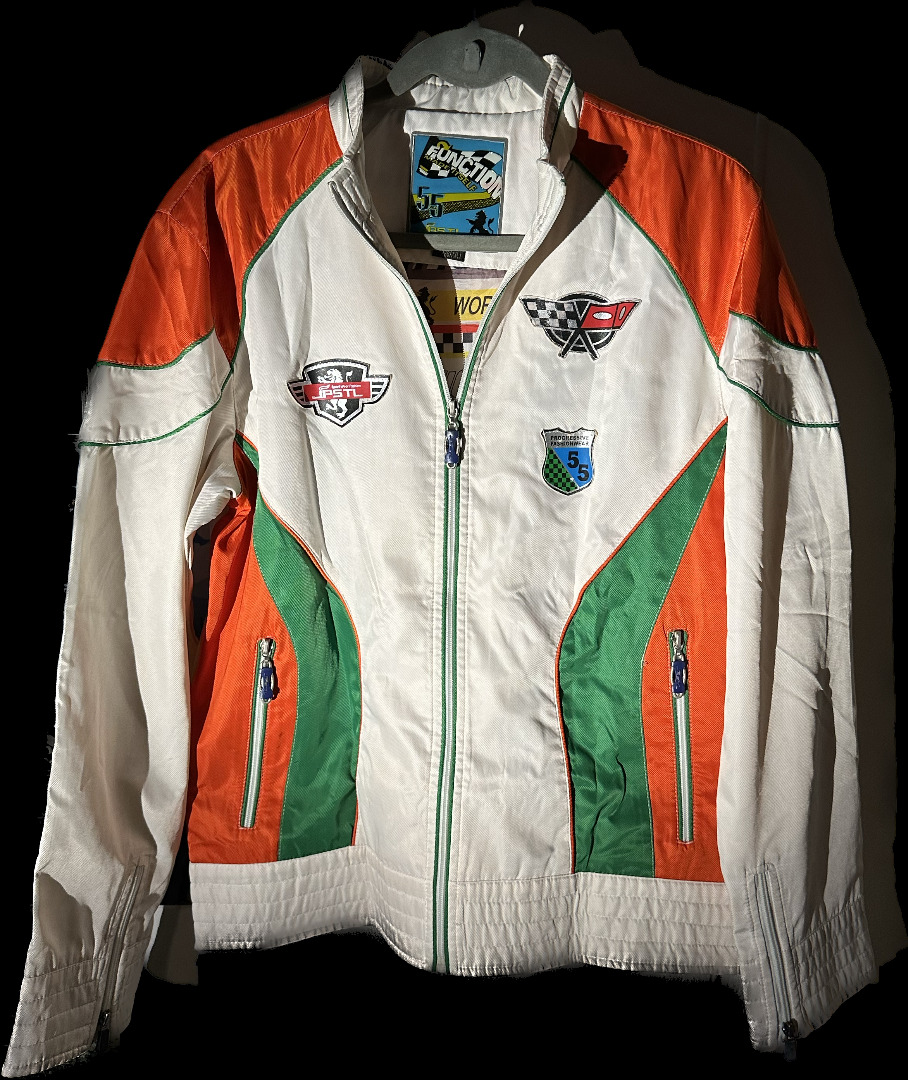 vintage racing windbreaker jacket orange green logo tags, Men's Fashion ...