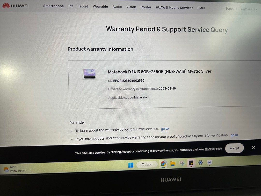 (Warranty) Huawei Matebook D14 i3 8+256GB full set with box, Computers