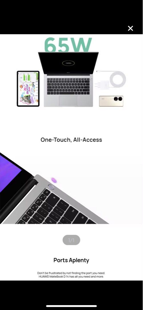 (Warranty) Huawei Matebook D14 i3 8+256GB full set with box, Computers