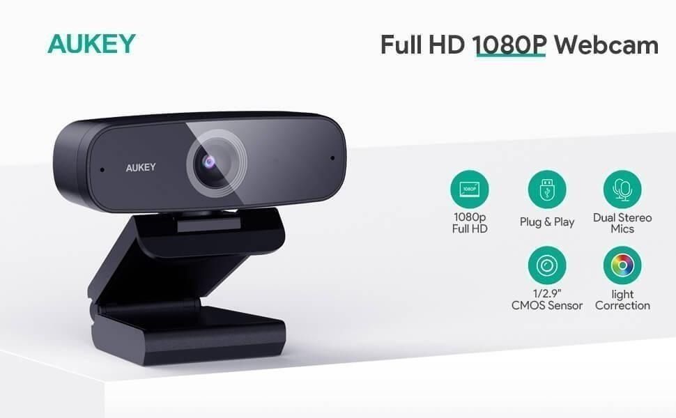 AUKEY Dual-Mic Full HD Webcam PC-LM1H