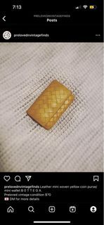 Yellow woven mini wallet/coin purse
