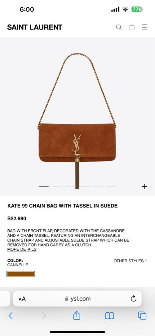 Saint Laurent Kate 99 YSL Raffia Tassel Shoulder Bag
