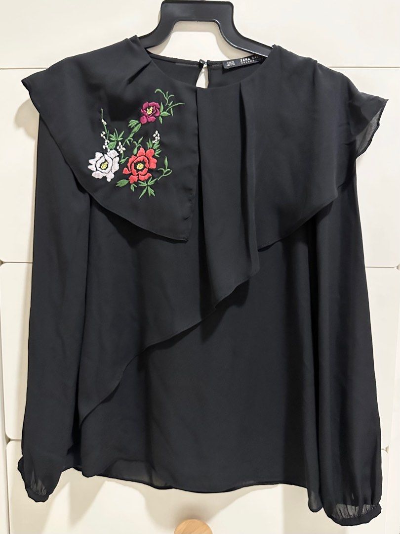 Black chiffon blouse zara shop