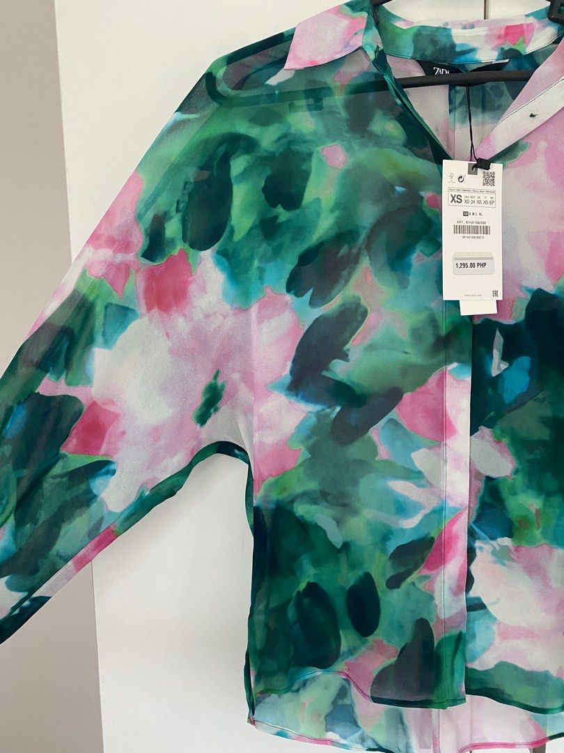 Zara Floral Sheer Top on Carousell