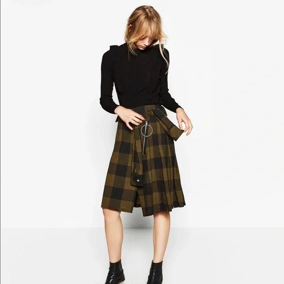 Green plaid skirt zara shop