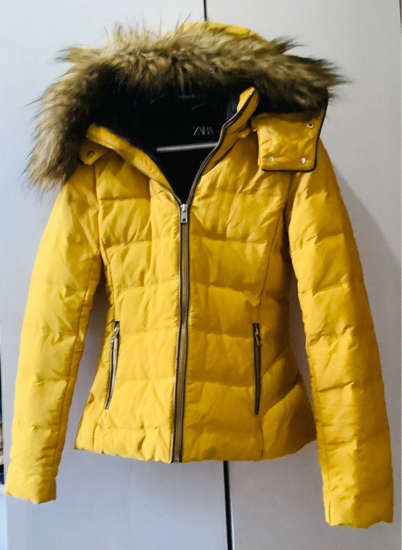 Mustard padded clearance jacket zara