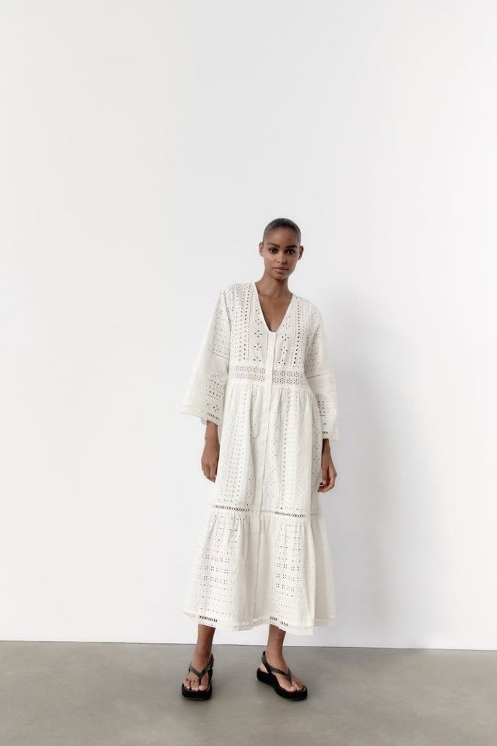 embroidered jumpsuit dress zara Mary Wyatt London Zana Smock Dress Black - UK 14