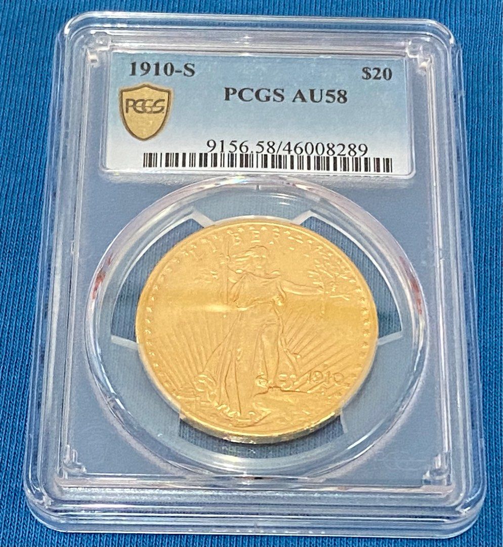 1910年美國聖高登斯雙鹰金幣PCGS-AU58, 33.431 grams gold 90