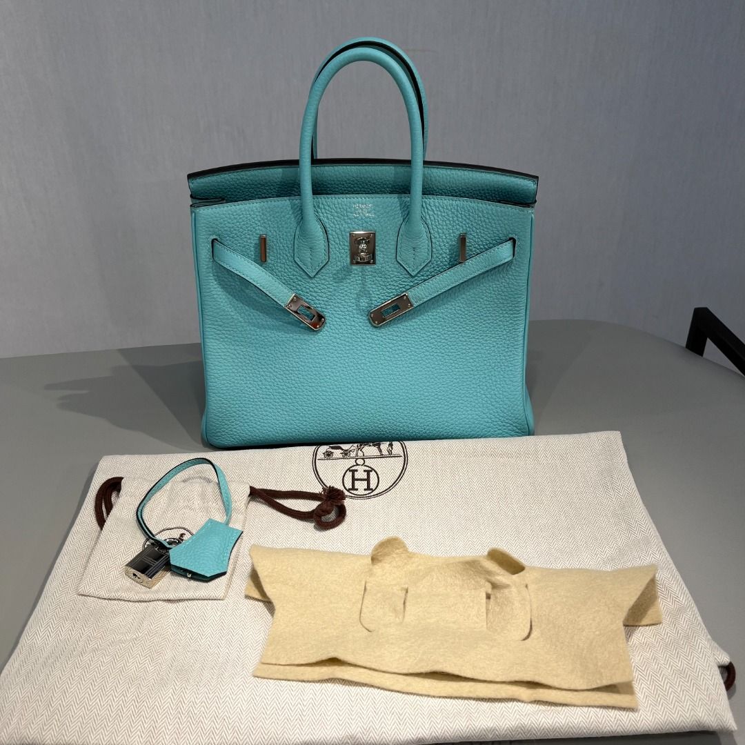 Hermes Birkin 25 Bag 3p Blue Atoll Togo PHW