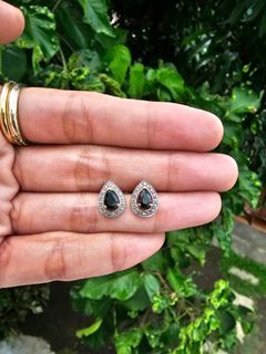 9K Diamond & Sapphire Earrings