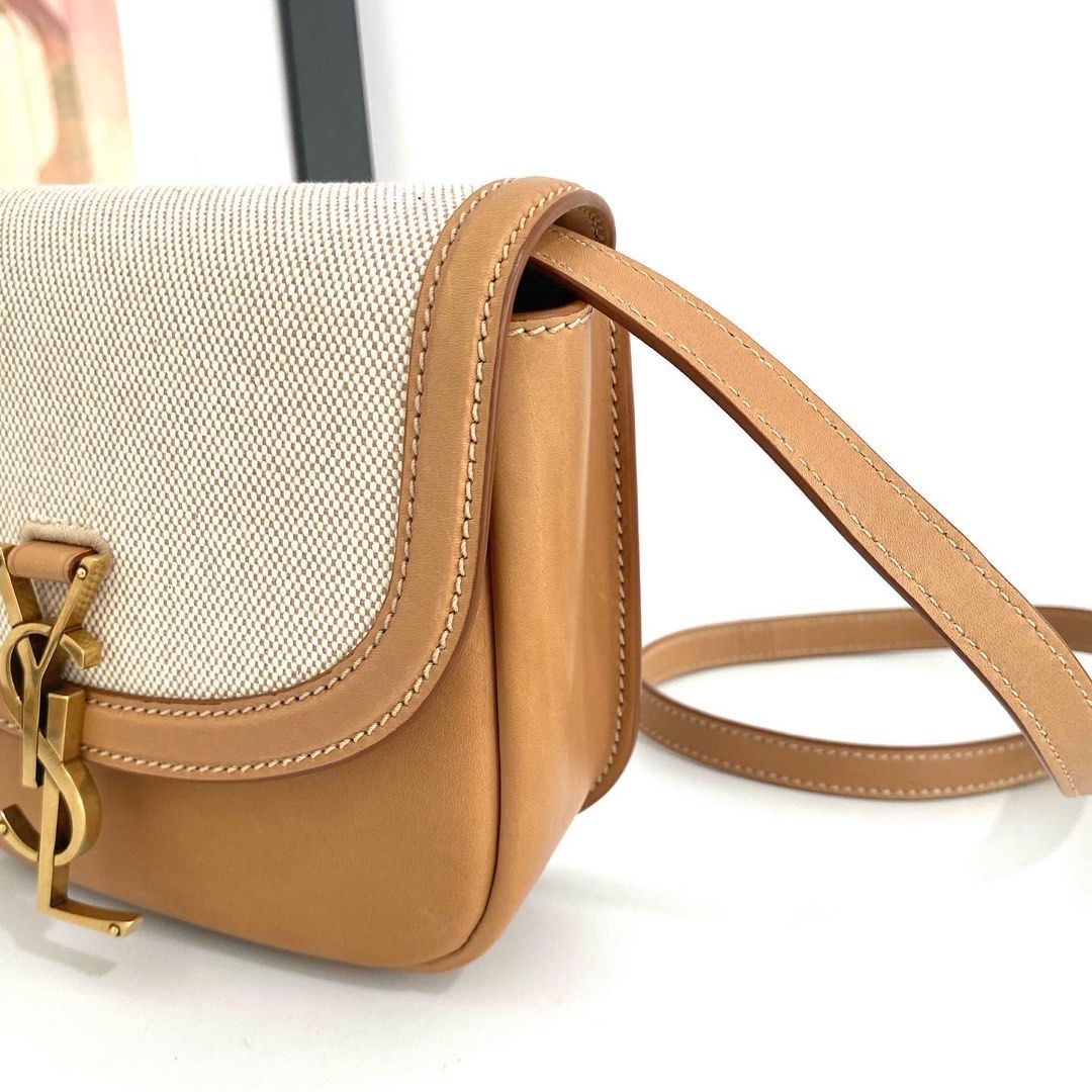 Kaia small satchel in cotton canvas and vintage leather store