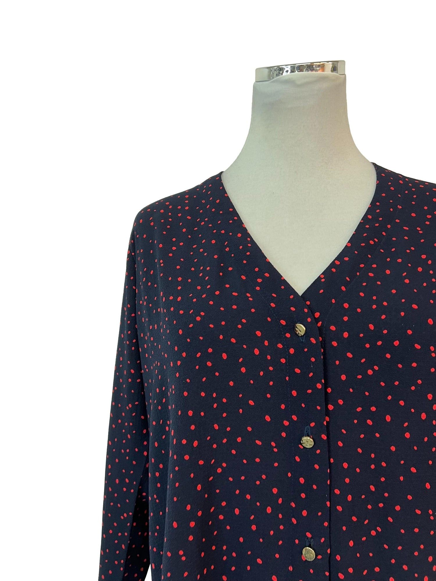 Assorted Brands Red Polka Dot Button Down Shift Dress Women s
