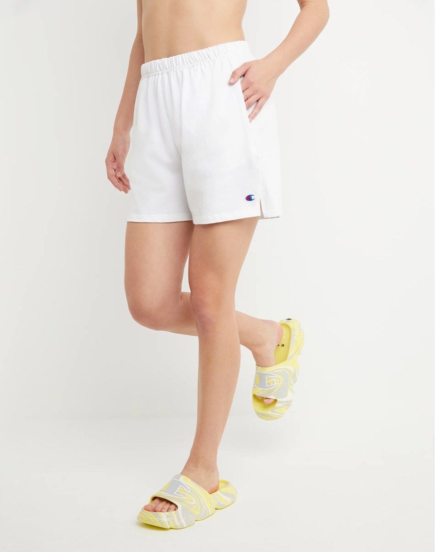 Authentic Champion Lounge Athleisure Shorts White Forest Green