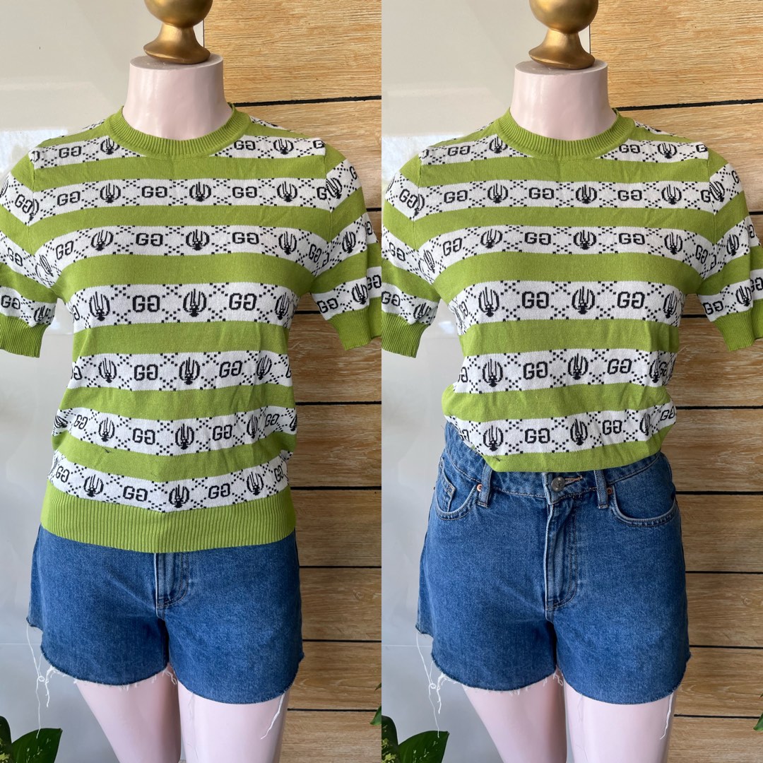 Avocado green branded inspired knitted top on Carousell