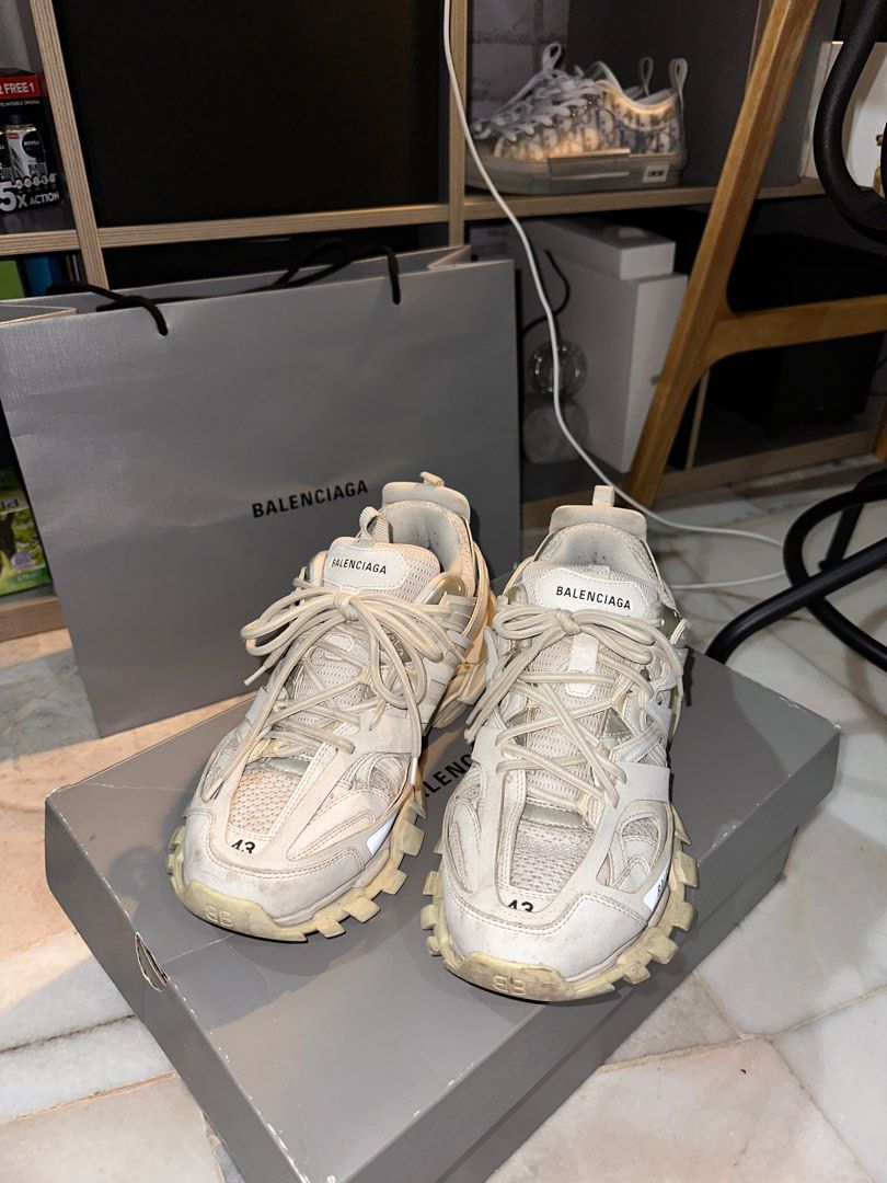 BALENCIAGA TRACK LEATHER MESH AND RUBBER SNEAKERS WHITE LATEST  RELEASE Luxury Sneakers  Footwear on Carousell