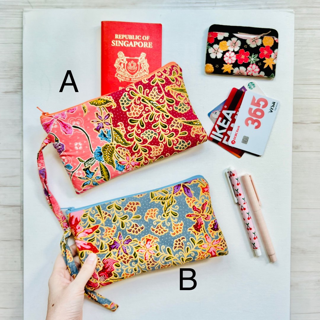 Batik Wristlet Clutch Handmade in Singapore, Women's Fashion, Bags & Wallets, Clutches on Carousell