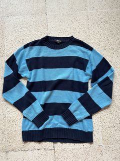 Blue striped oversized sweater