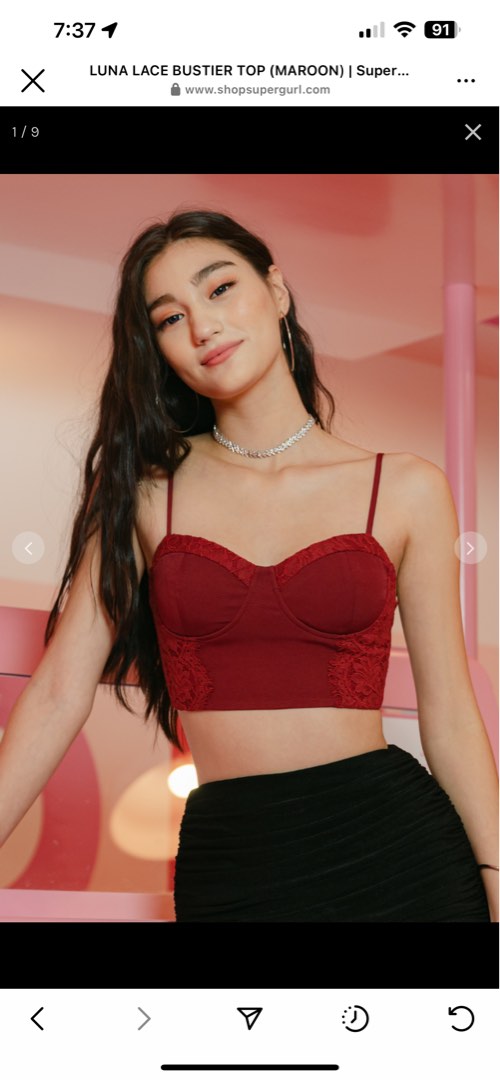 LUNA LACE BUSTIER TOP (MAROON)