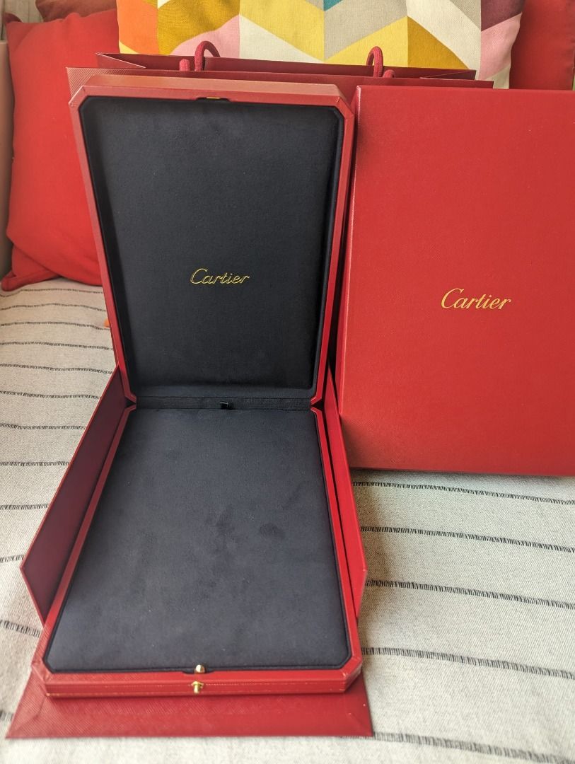 Cartier Large XL Double Slit Necklace Pendant box with paper bag