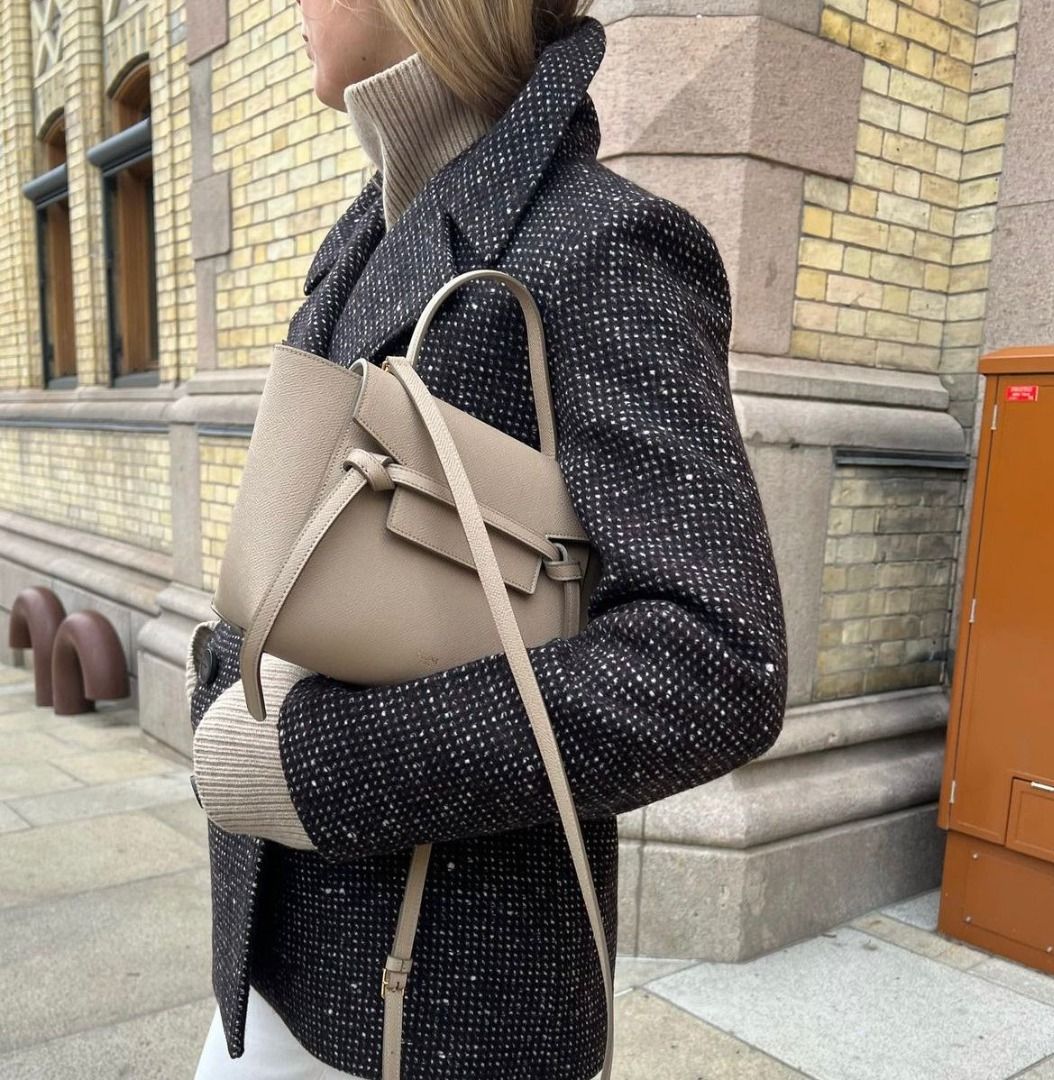 Celine Mini Belt Bag In Grained Calfskin Light Taupe (Full Set), Luxury,  Bags & Wallets on Carousell