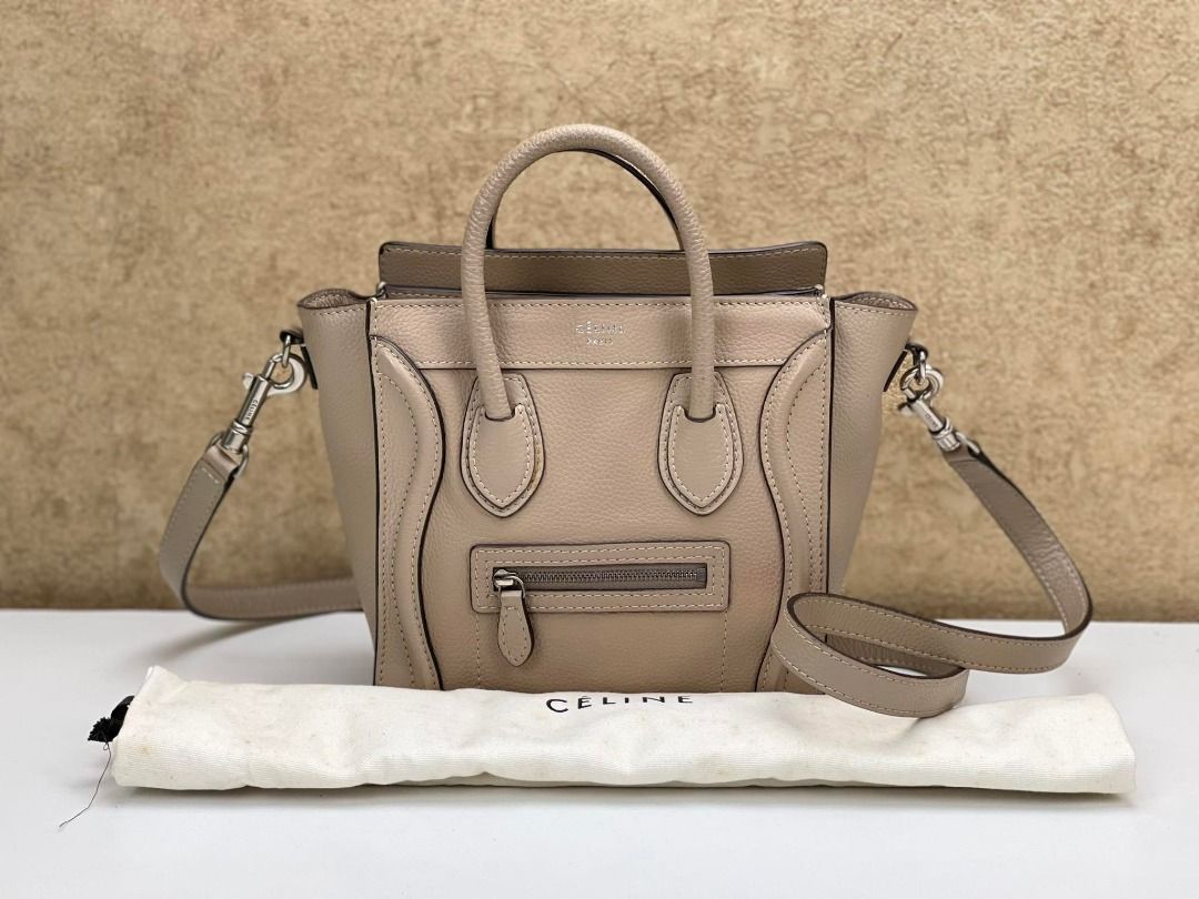 Celine nano luggage bag in drummed calfskin hot sale
