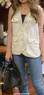chanel tweed vest cream