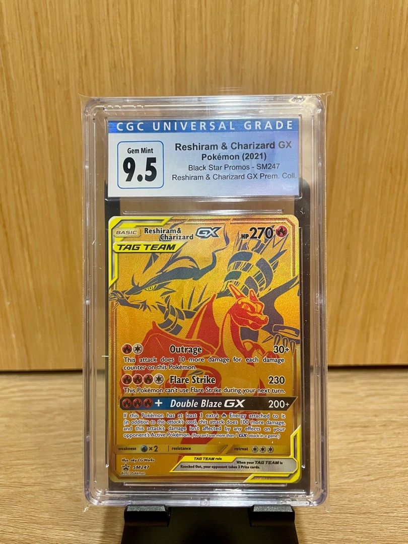 Pokemon Card Gold Reshiram & Charizard GX SM247 Promo, Hobbies