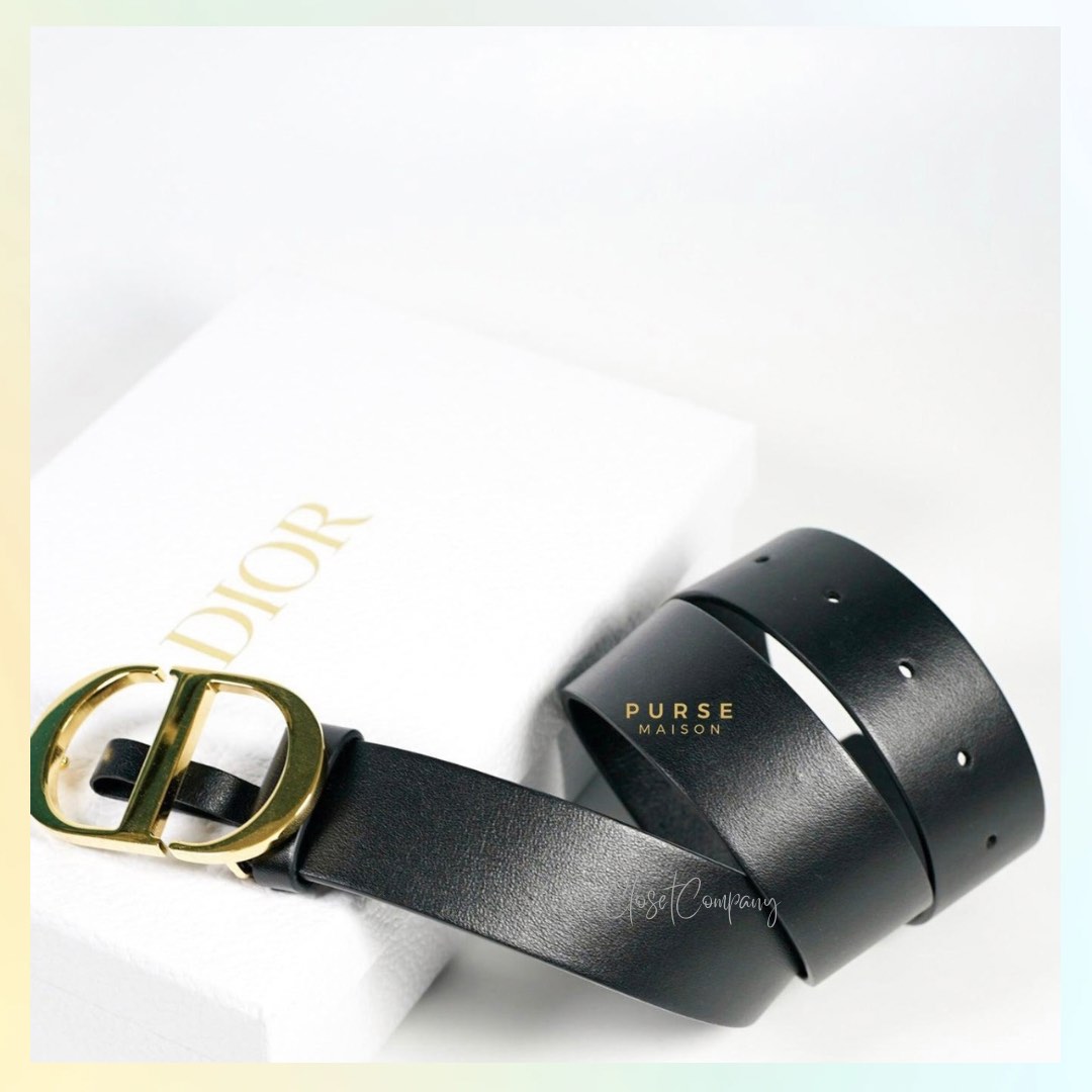 Dior - 30 Montaigne Belt Black Cannage Calfskin, 30 mm - Size 75 - Women