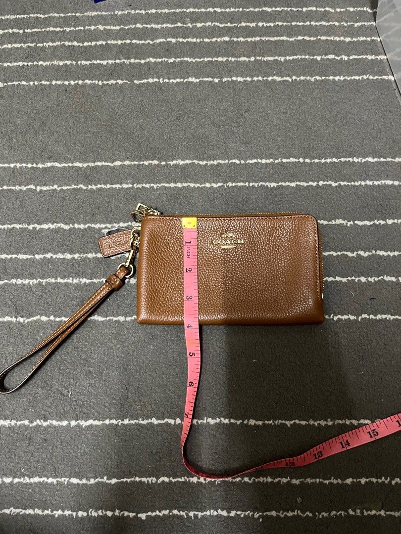 GetUSCart- Coach Signature PVC Large Double Zip Wristlet Purse Brown Black  F16109