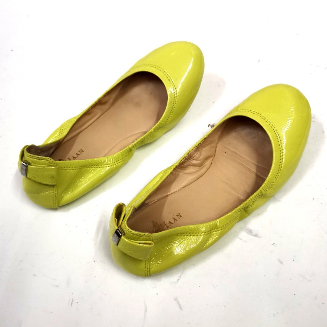 Cole Haan Yellow Manhattan Bow Back Ballet Flats US6 Women s