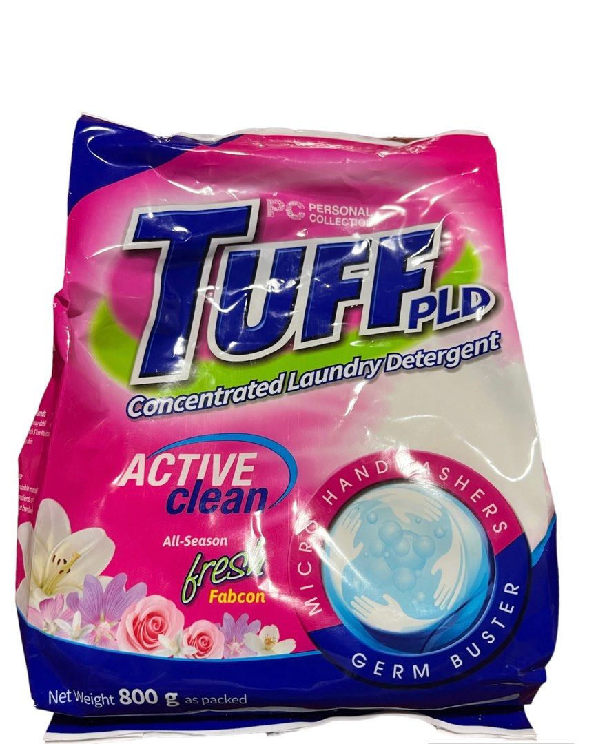 Concentrated Powder Laundry Detergent (Category: Detergents) located in Paranaque City. Submitted by nm_essentials (Listing ID 1231217796, Image 1). Description: PERSONAL COLLECTION TUFF Concentrated Laundry Detergent 800g YOUR OVERALL STAIN REMOVER Tuff PLD Active Clean lets you achieve 2x better stain removal with its advanced technology that makes you feel like millions of hands are washing away the stains for you! * With Micro Handwashers tha