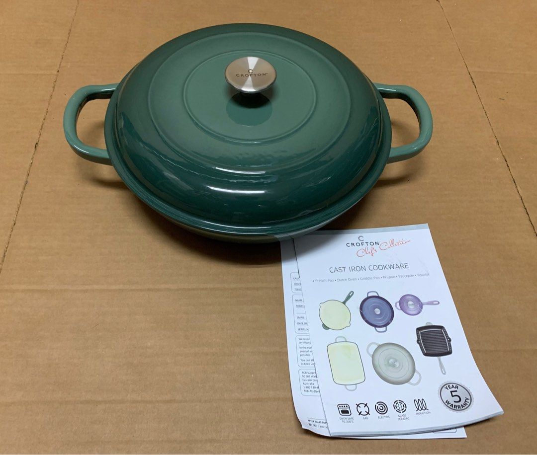 Crofton Chef's Collection 3.3 L Cast Iron French Pan, Green, Furniture