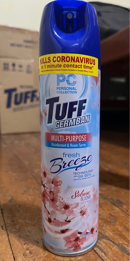 Disinfectant and Room Spray (Category: Home Fragrance) located in Paranaque City. Submitted by nm_essentials (Listing ID 1231200801, Image 3). Description: TUFF THE HOME CARE EXPERT TRANSFORM YOUR HOME Get carried away by the refreshing scent of Tuff Germban that will turn your home into a virus-free, fresh fragrance-filled space for the family! ✅Disinfectant Kills 99.99% of viruses and bacteria including coronavirus within 1 minute contact time 