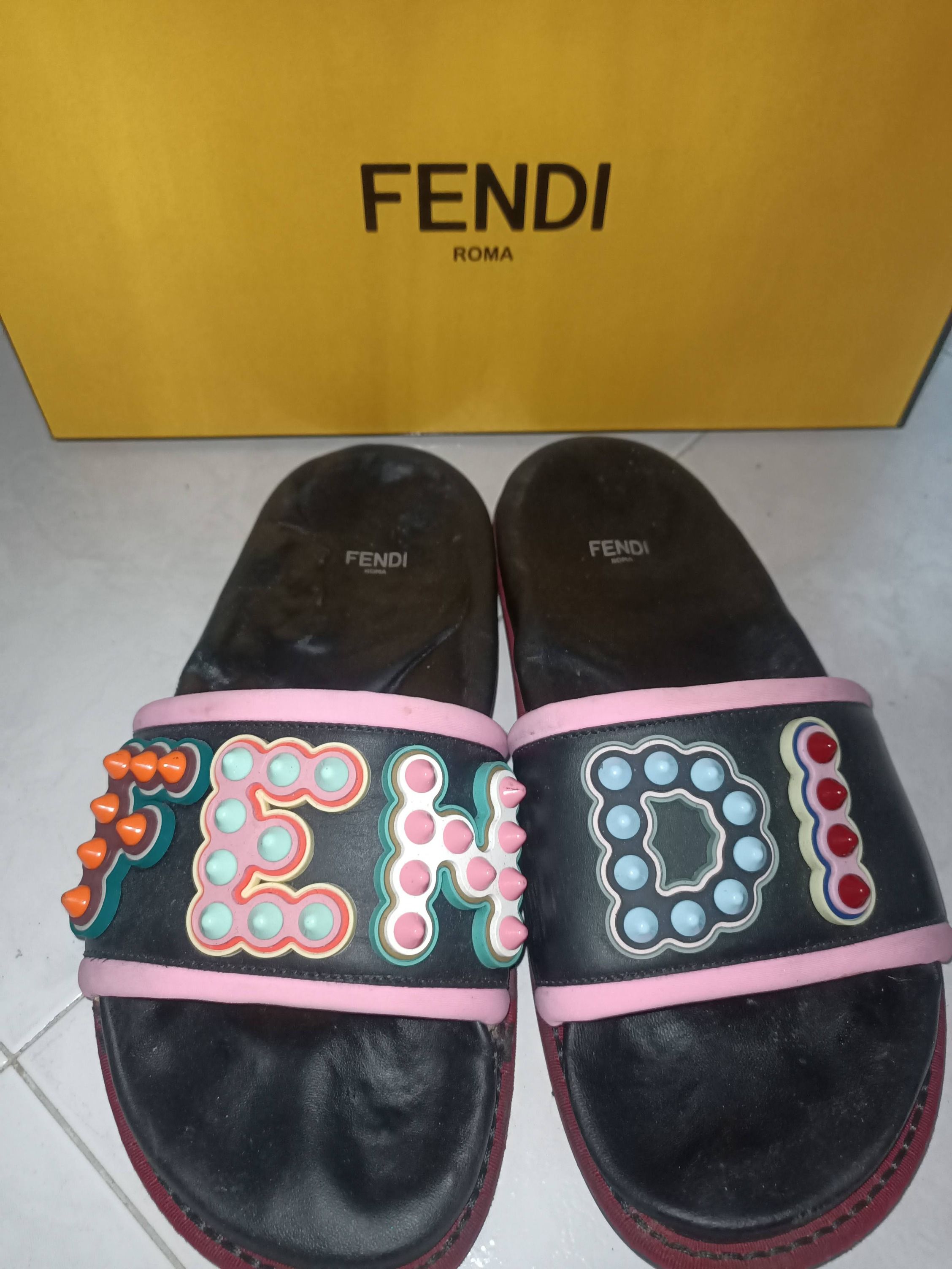 Studded logo slide sandal fendi hot sale