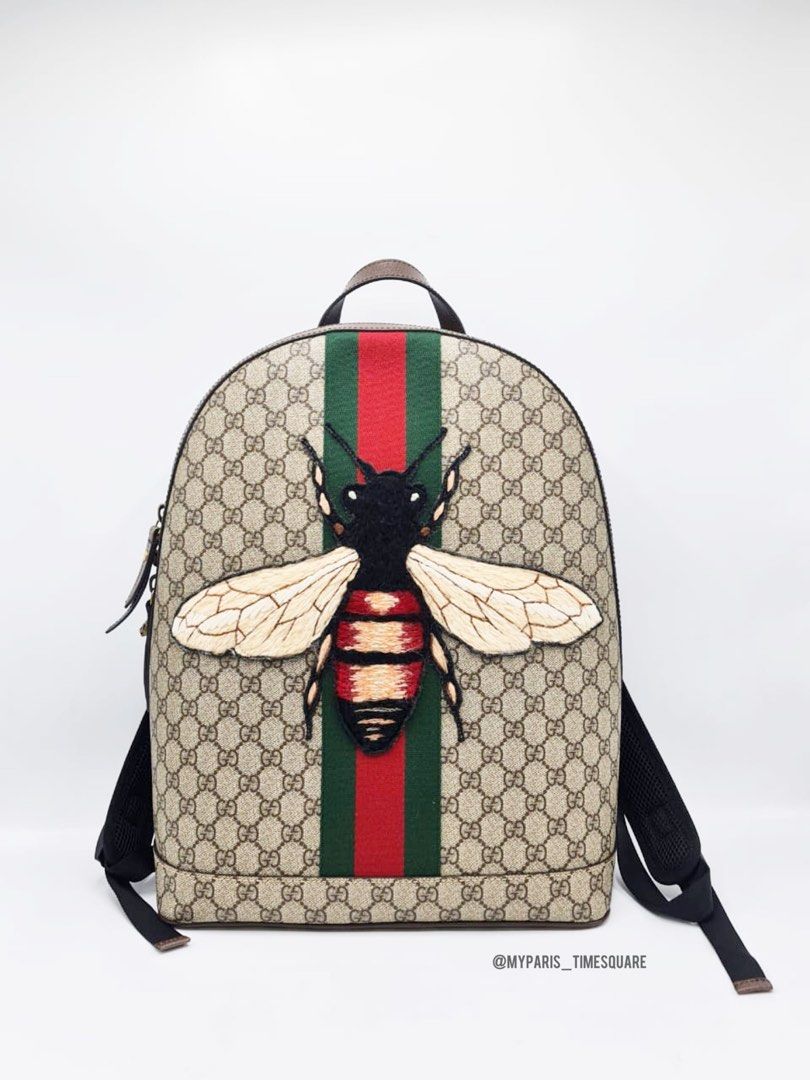G ucci GG Supreme Monogram Web Animalier Bee Backpack Luxury