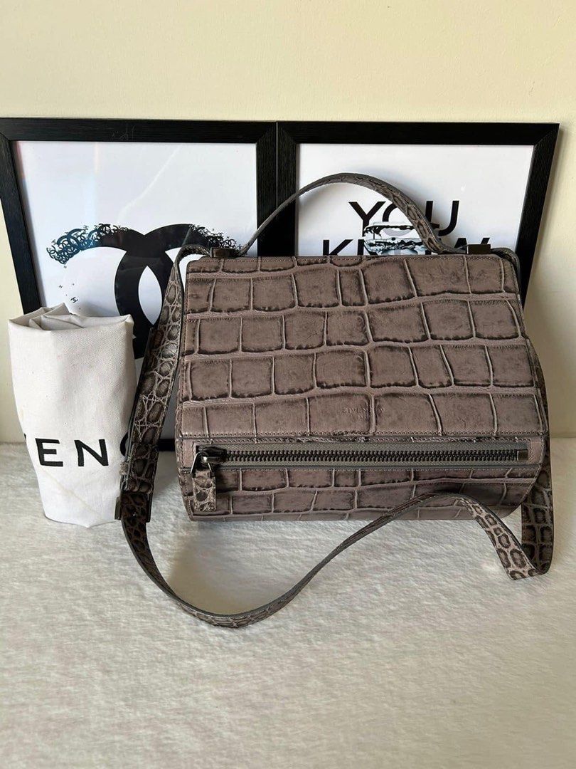 Givenchy Medium Pandora Box Bag (Category: Luxury Bags & Wallets) located in Manila. Submitted by bagislifeshop (Listing ID 1231258176, Image 1). Description: ▪️Givenchy Medium Pandora Box Bag▪️ ☑️Available in Manila ✅Condition: 8/10 ✅Material: Croc embossed leather in gunmetal hardware ✅Colour: Gray ✅Inclusions: Dustbag .