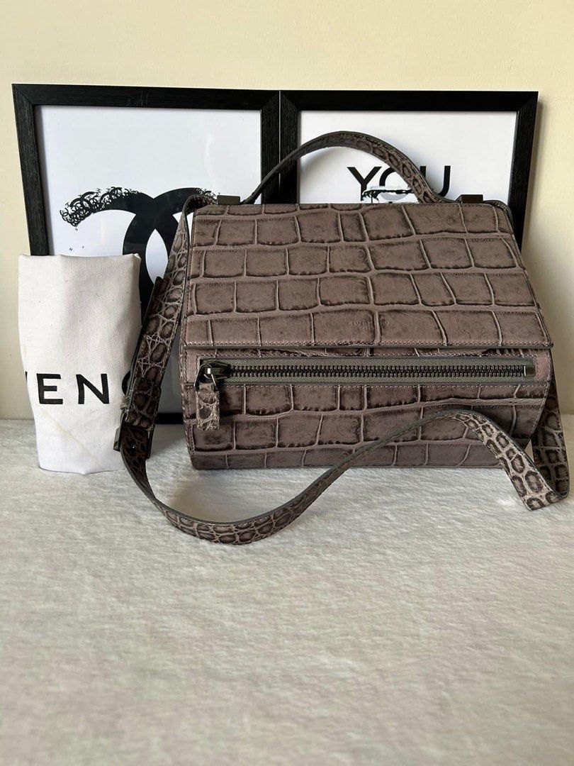 Givenchy Medium Pandora Box Bag (Category: Luxury Bags & Wallets) located in Manila. Submitted by bagislifeshop (Listing ID 1231258176, Image 2). Description: ▪️Givenchy Medium Pandora Box Bag▪️ ☑️Available in Manila ✅Condition: 8/10 ✅Material: Croc embossed leather in gunmetal hardware ✅Colour: Gray ✅Inclusions: Dustbag .