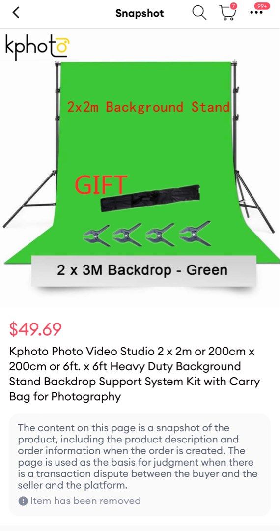 Green screen with stand , Computers & Tech, Parts & Accessories, Other