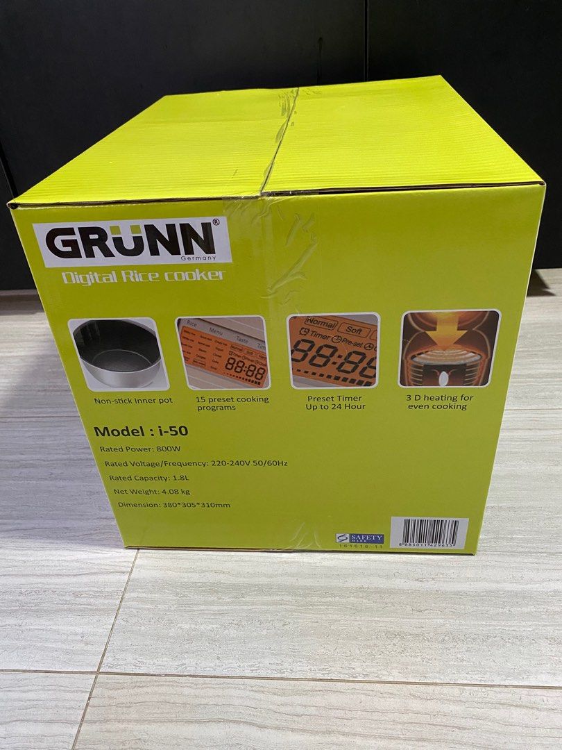 Grunn Digital Rice Cooker i50, Furniture & Home Living, Kitchenware