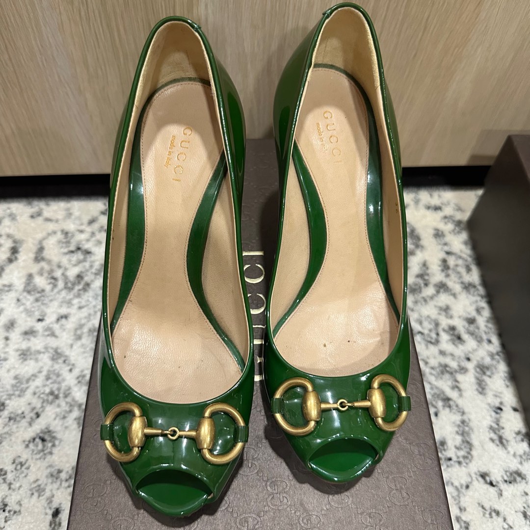 Gucci horsebit peep outlet toe pumps