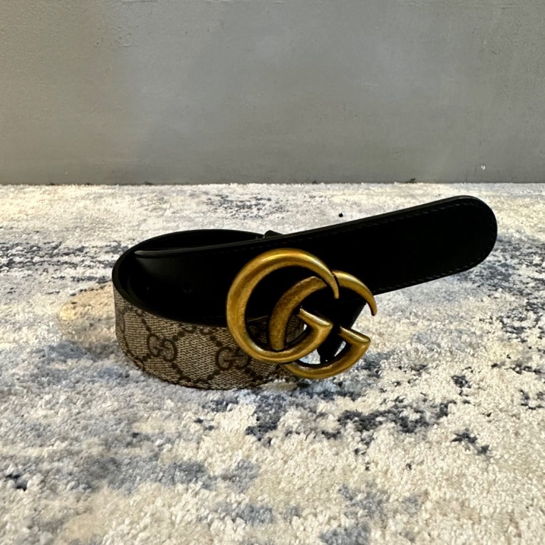 GUCCI: belt in GG Supreme fabric - Black  Gucci belt 625839 92TLT online  at