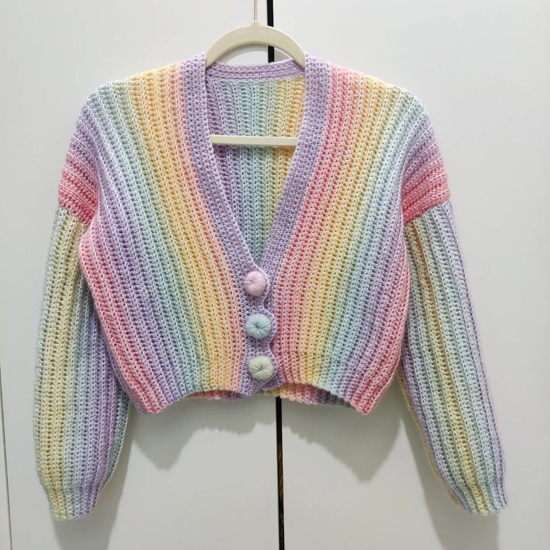 Rainbow cheap crochet cardigan