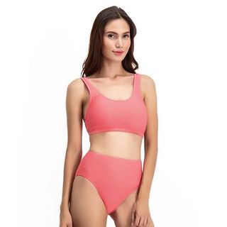 High waisted pink swimsuit