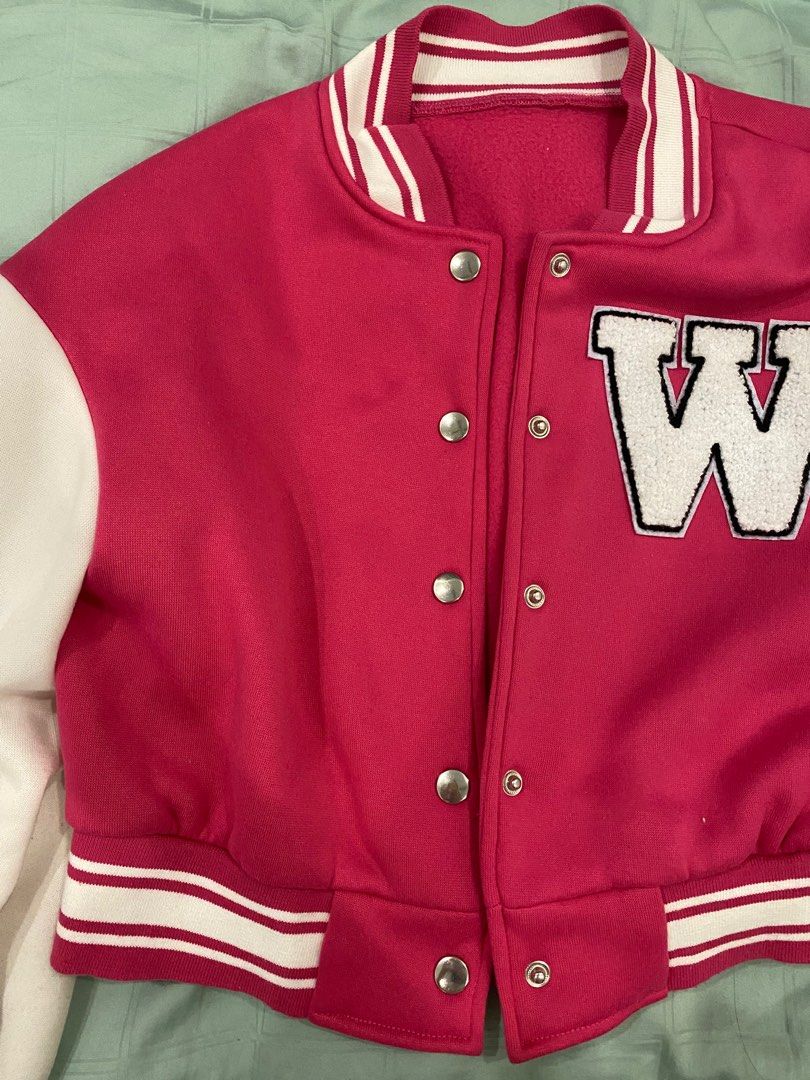 Hot pink varsity jacket, Women's Fashion, Coats, Jackets and Outerwear