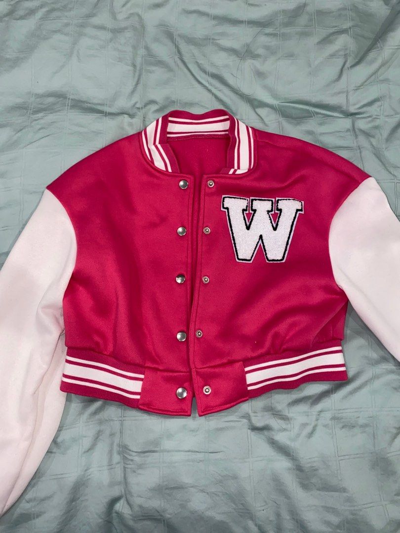 Hot pink varsity jacket, Women's Fashion, Coats, Jackets and Outerwear