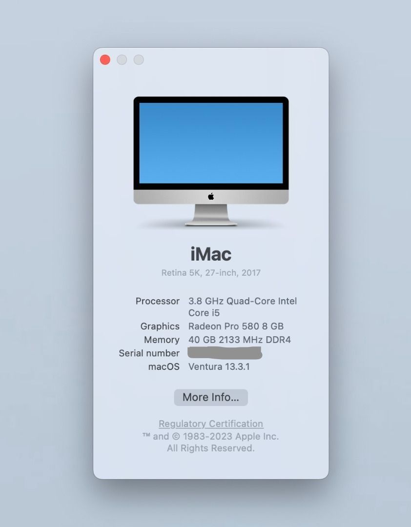 iMac 27 (2017), 3.8GHz，四核i5，打爆40GB DDR4, 電腦＆科技, 桌上